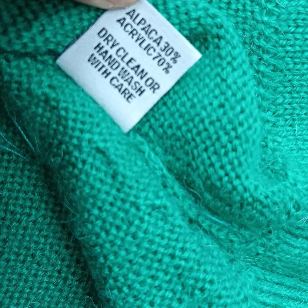 ALPACA CONNECTION Women's Hoodie Sweater XL Green Fringe Boho Hippie Aztec - Picture 8 of 8